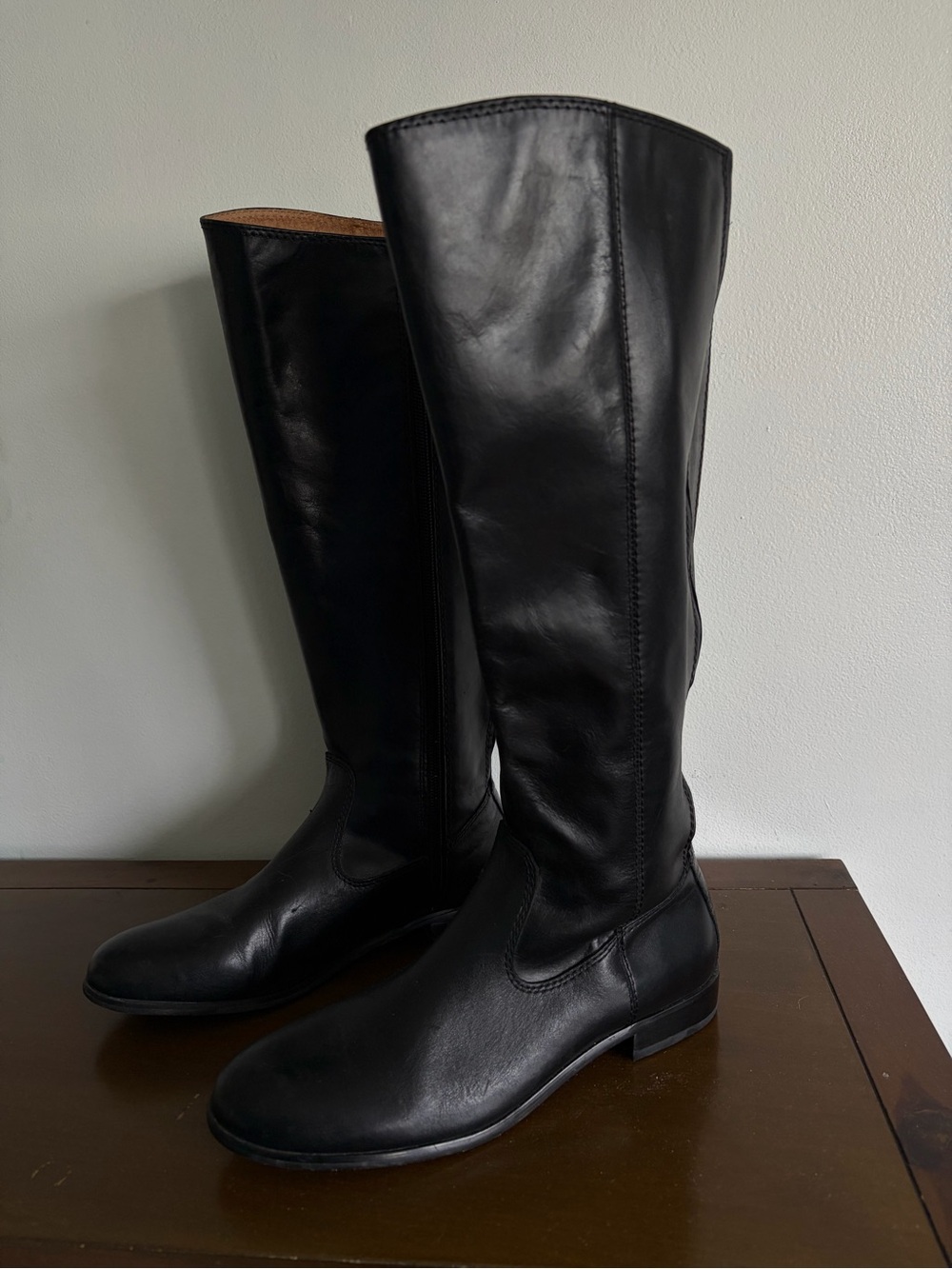 Kenneth Cole Black Leather Knee Riding Boots